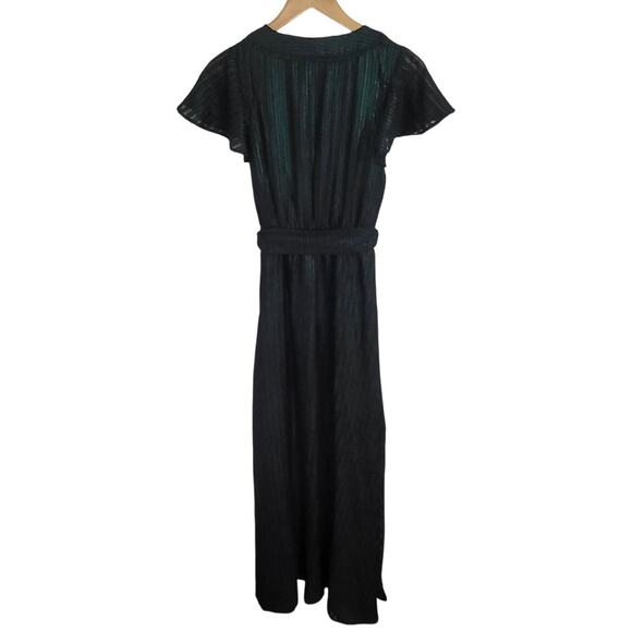 ModCloth Your Time to Shine Maxi Dress Emerald Green Black Metallic Stripe Small - Picture 4 of 11